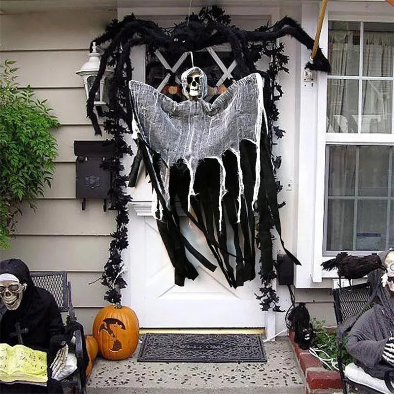 Halloween Hanging Ghost Realistic Easy Installation Scary Hanging Skeleton Grim Reaper Haunted House Decoration Horror Props