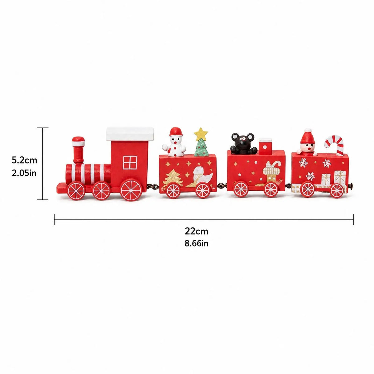 Christmas Wooden Train Xmas 4-Car Wood Train Decor Desktop Window Display Ornament Christmas Holiday Craft Gift