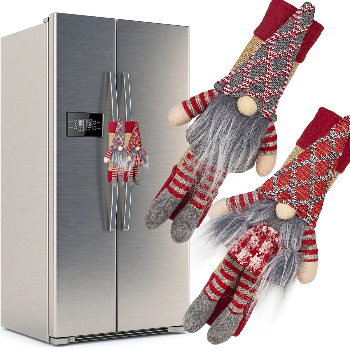 Christmas decoration,faceless old man, refrigerator, household appliances, handle, microwave oven, dishwasher, kitchen furniture
