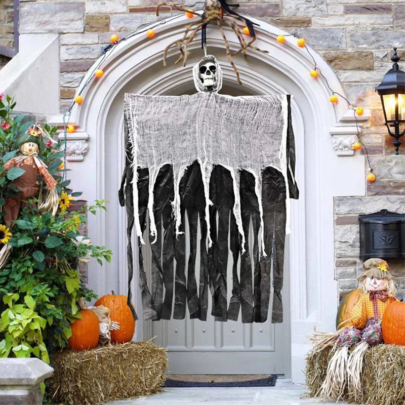 Halloween Hanging Ghost Realistic Easy Installation Scary Hanging Skeleton Grim Reaper Haunted House Decoration Horror Props