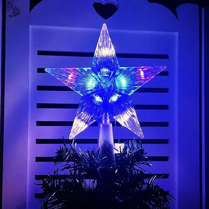 Christmas Tree Top Star Light Glowing Star Lamp Christmas Decoration Home Party Supplies Navidad Holiday Ornament Gift
